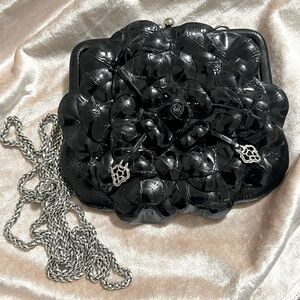 Vintage Brighton Roselie Shiny Black Leather Bag